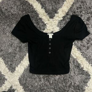 BOZZOLO- Black Top with Buttons